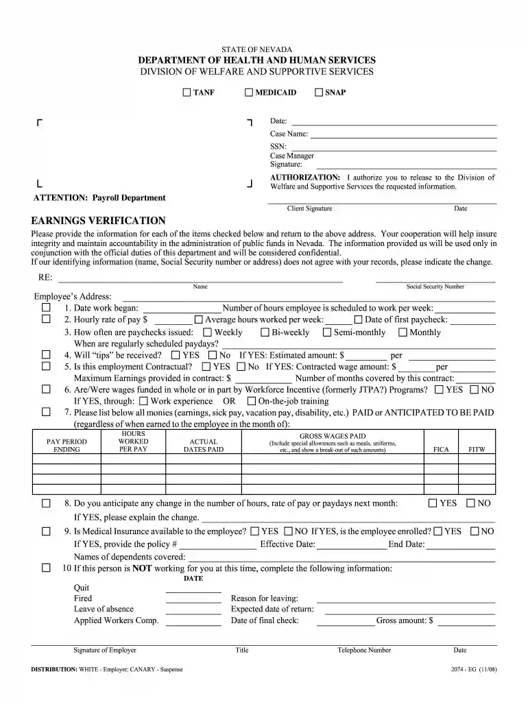 earnings verification form Preview on Page 1