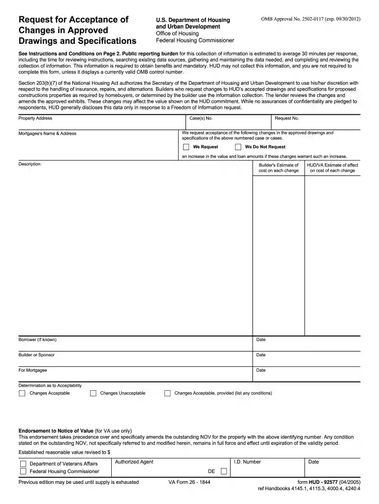 printable va form 26 1844 Preview on Page 1