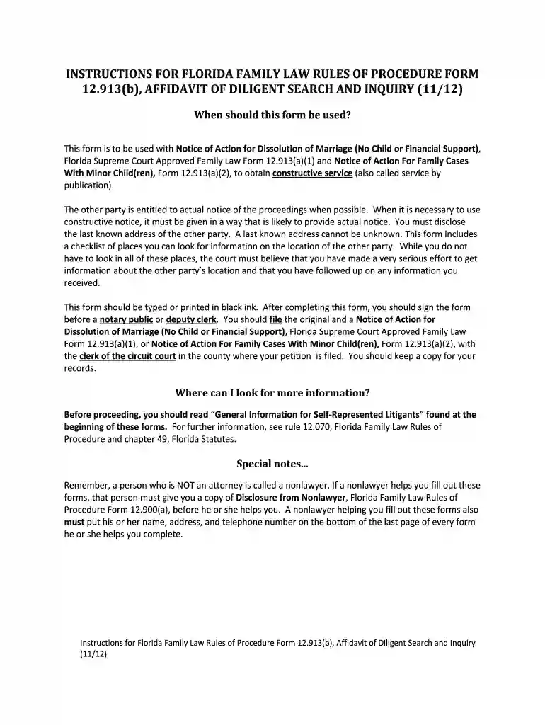 affidavit of diligent search florida Preview on Page 1