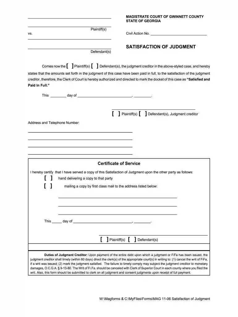 satisfaction of judgment example Preview on Page 1
