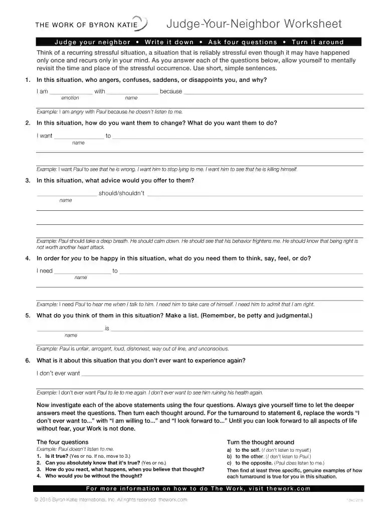 byron katie 4 questions worksheet pdf Preview on Page 1