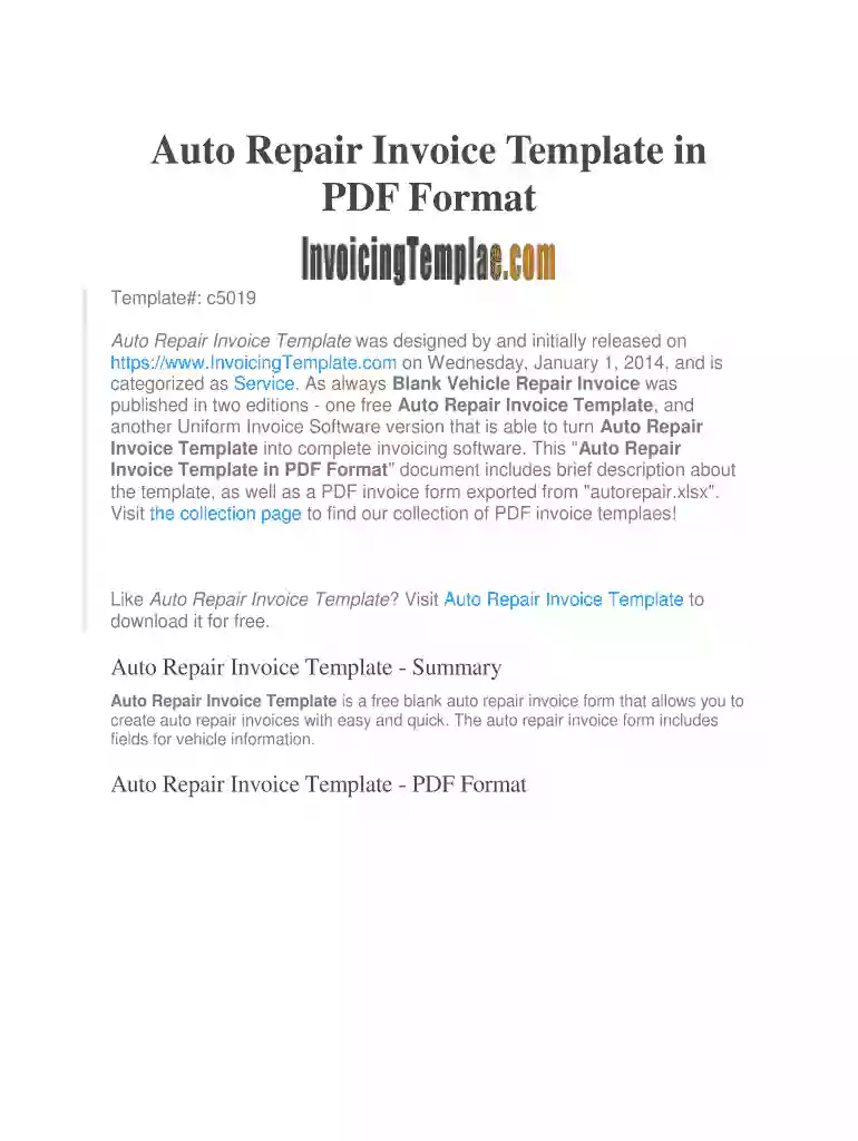 auto repair receipt pdf Preview on Page 1