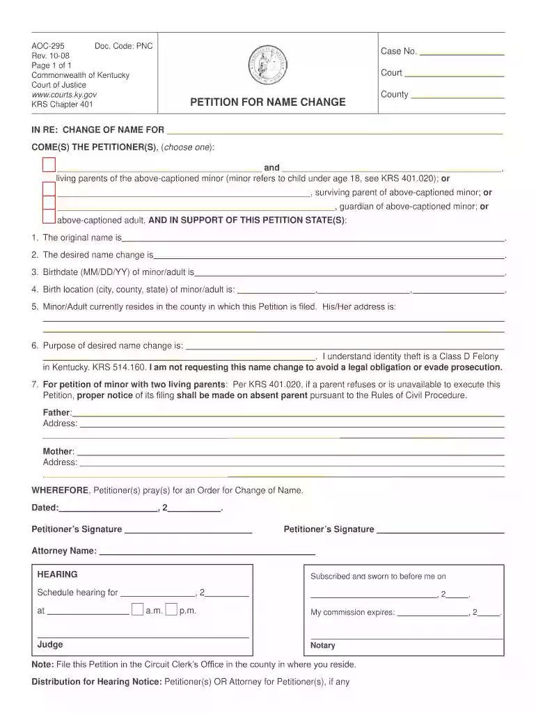 ky name change online Preview on Page 1