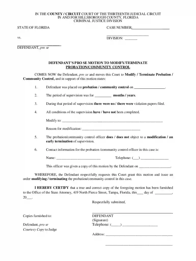 motion for early termination of probation texas form Preview on Page 1