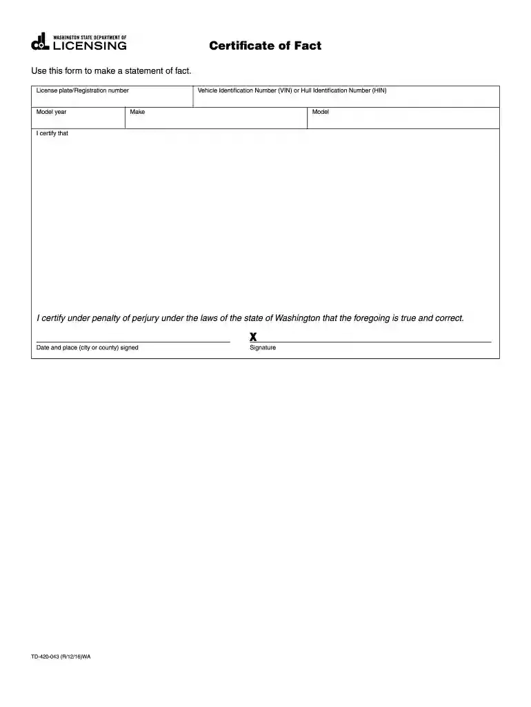 certificate of fact Preview on Page 1