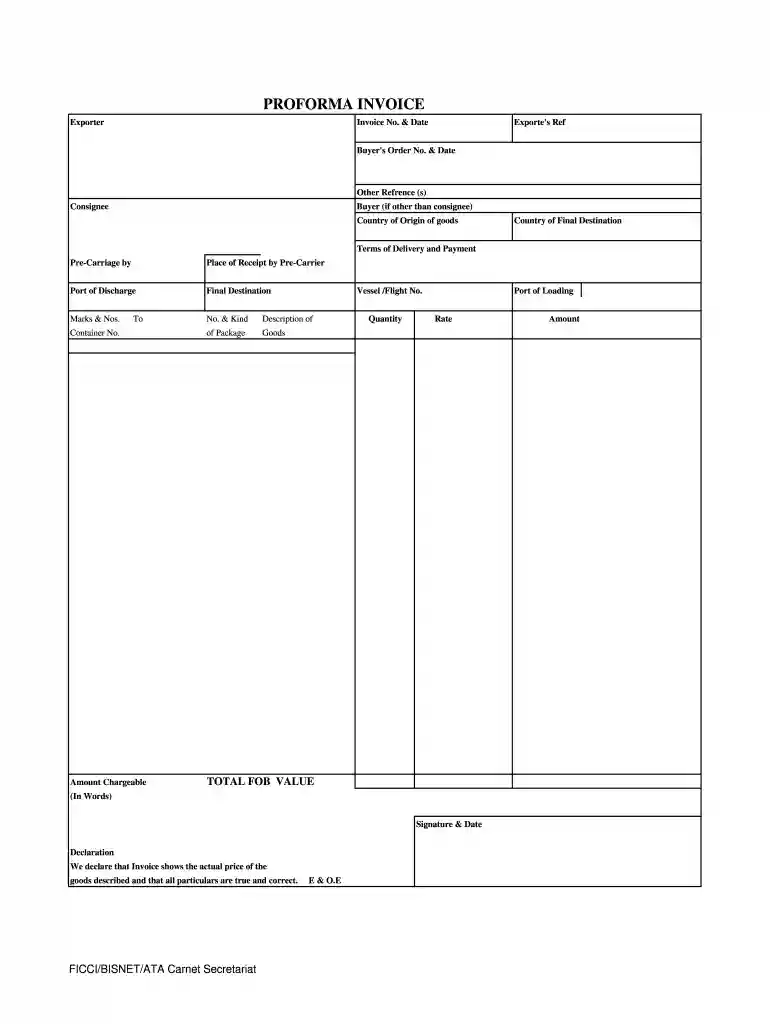 ata carnet form Preview on Page 1