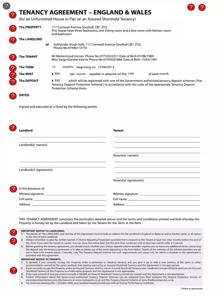 tenancy agreement england and wales f301 pdf Preview on Page 1