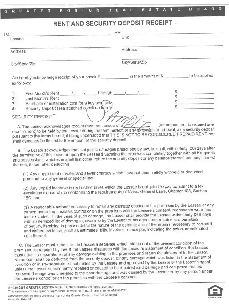 rent and security deposit receipt pdf Preview on Page 1