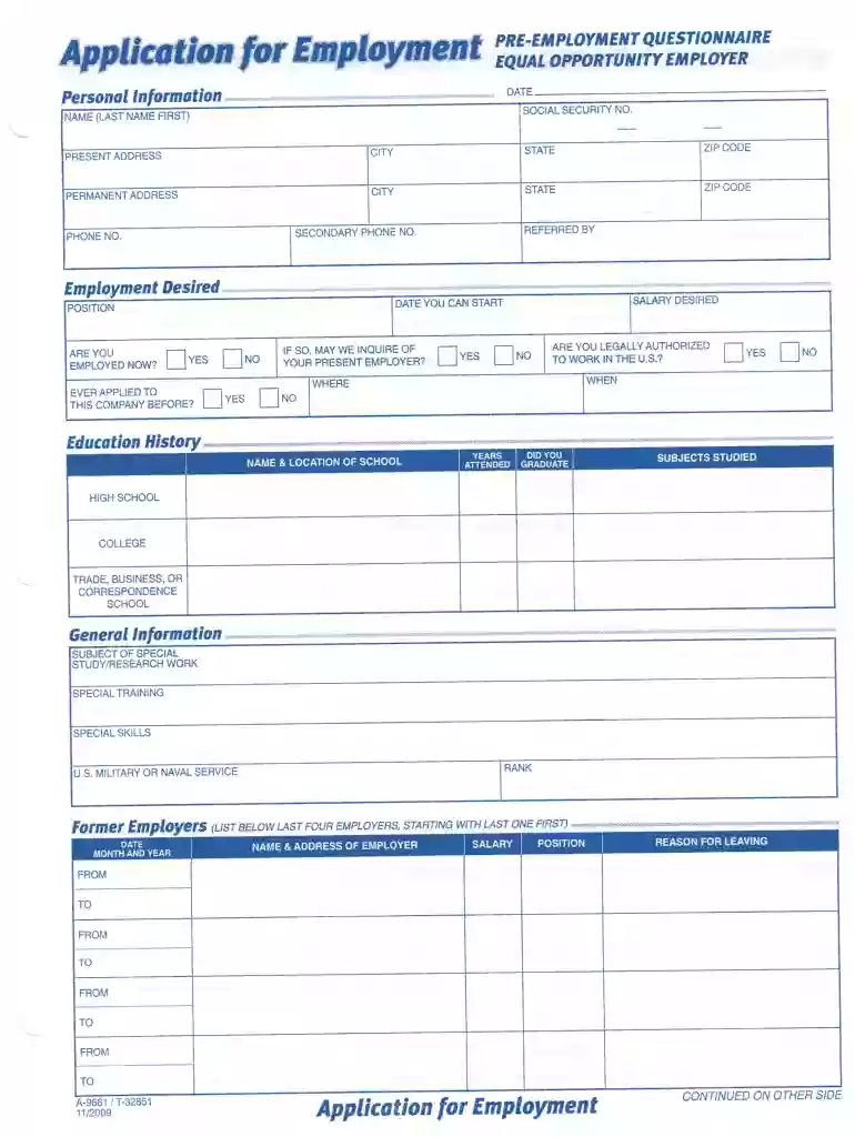 a 9661 t 32851 2009 form Preview on Page 1