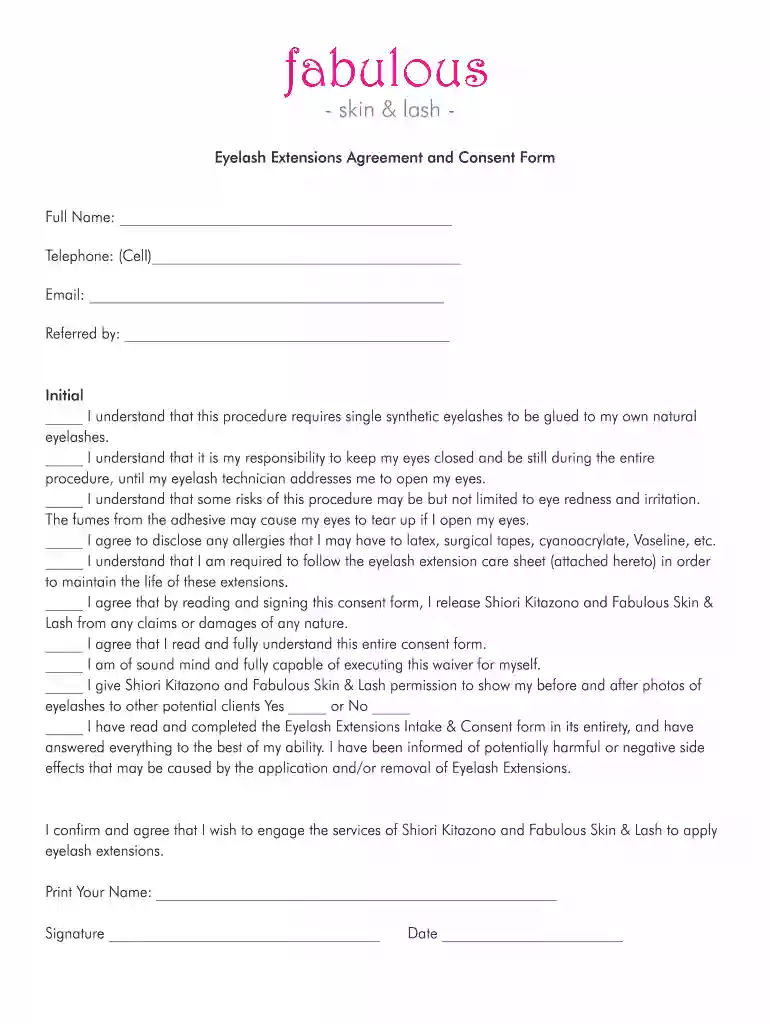 lash consent form Preview on Page 1