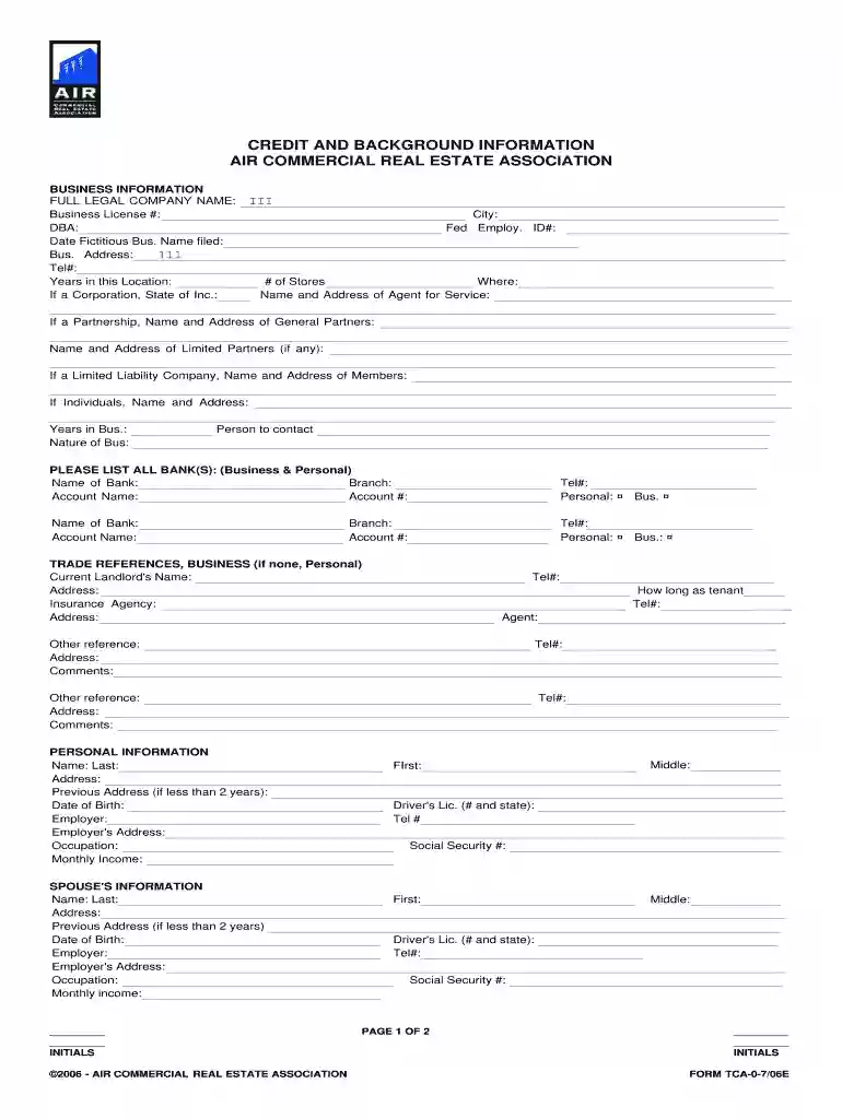 air commercial credit information Preview on Page 1