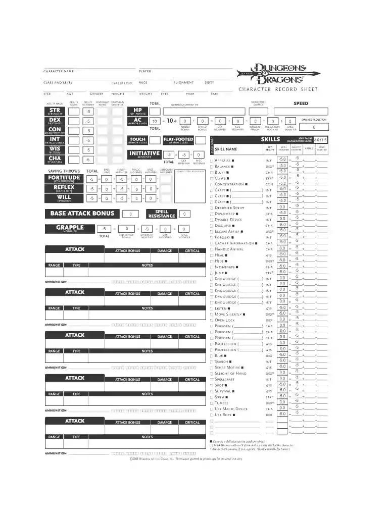 dnd character sheet google docs Preview on Page 1