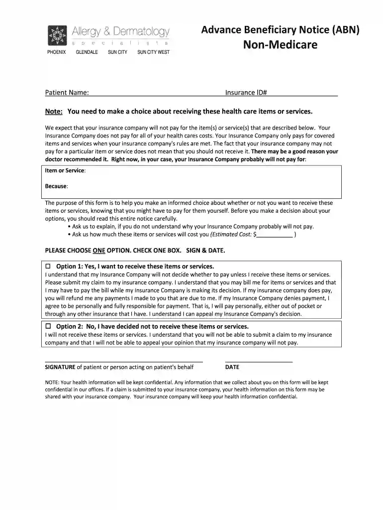 abn form for commercial insurance Preview on Page 1