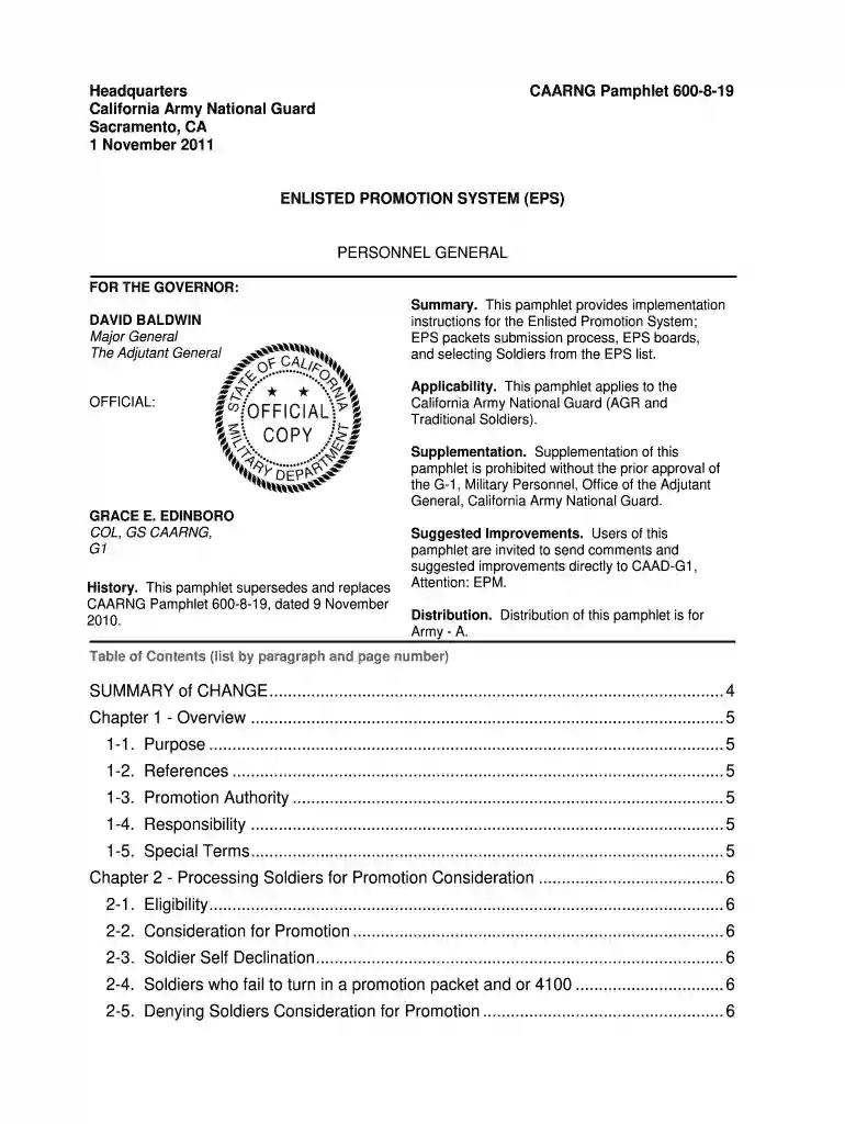 army promotion packet example Preview on Page 1