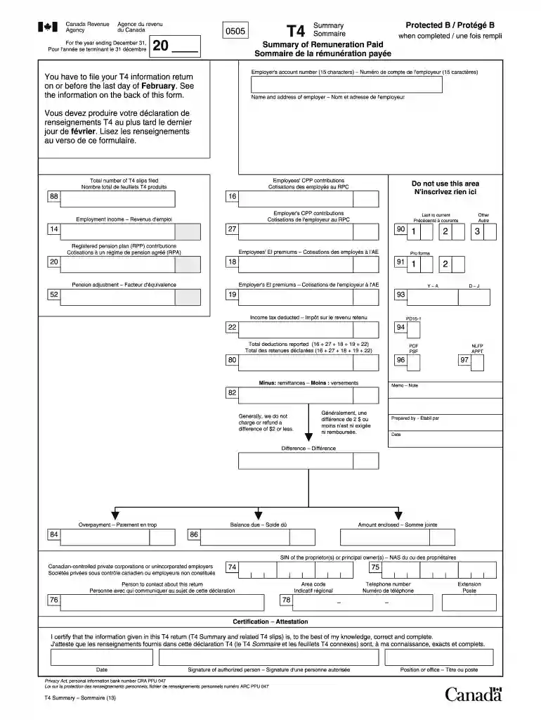 t4 summary fillable Preview on Page 1