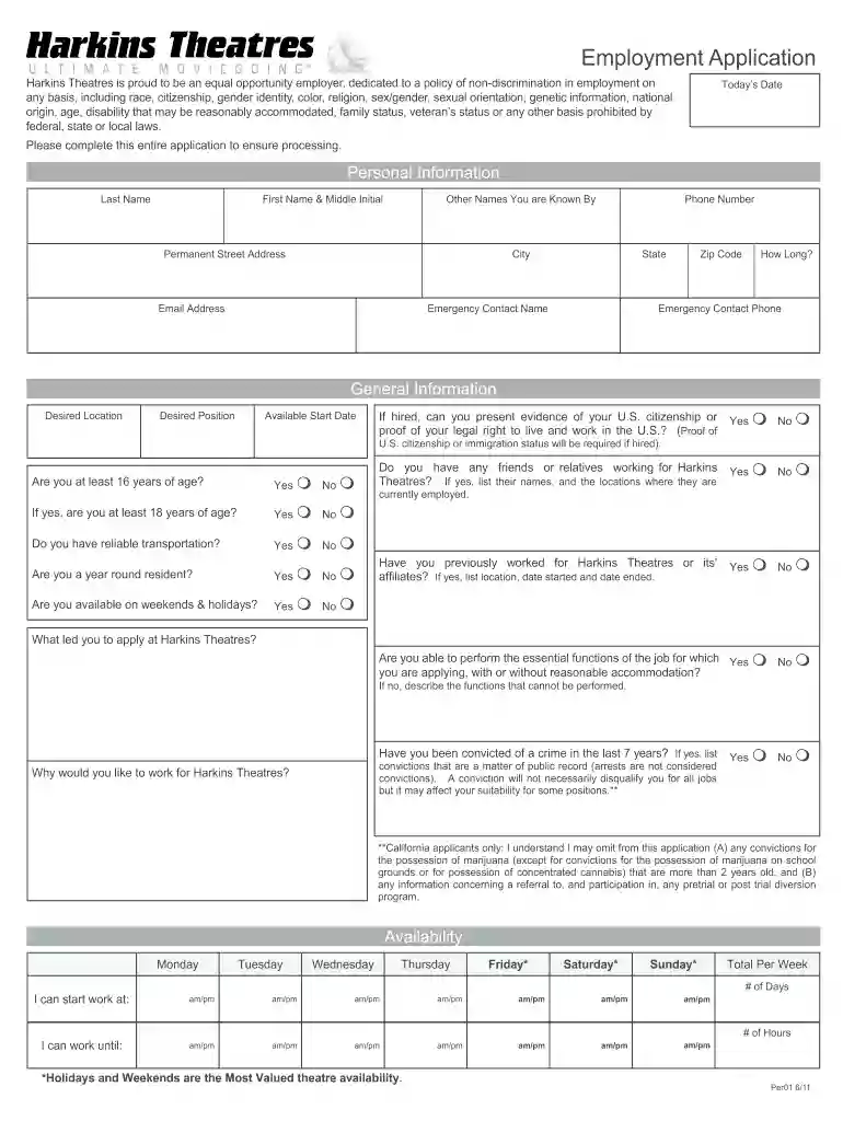 harkins application job Preview on Page 1