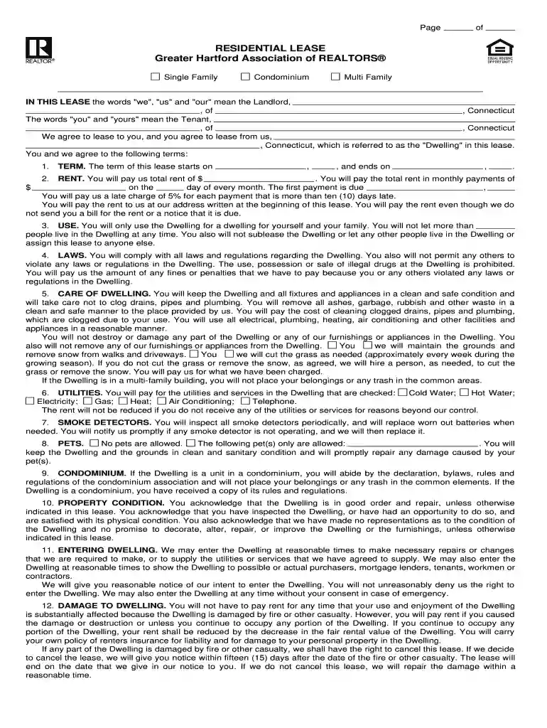 residential lease greater hartford association of realtors Preview on Page 1