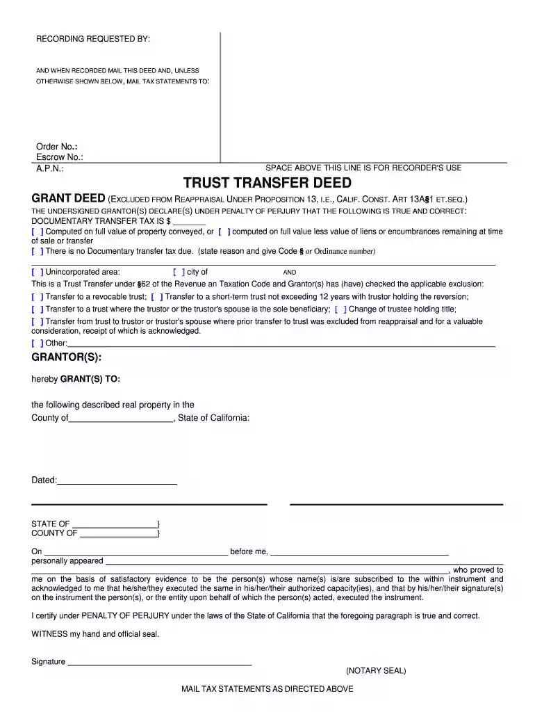 trust transfer deed california pdf Preview on Page 1