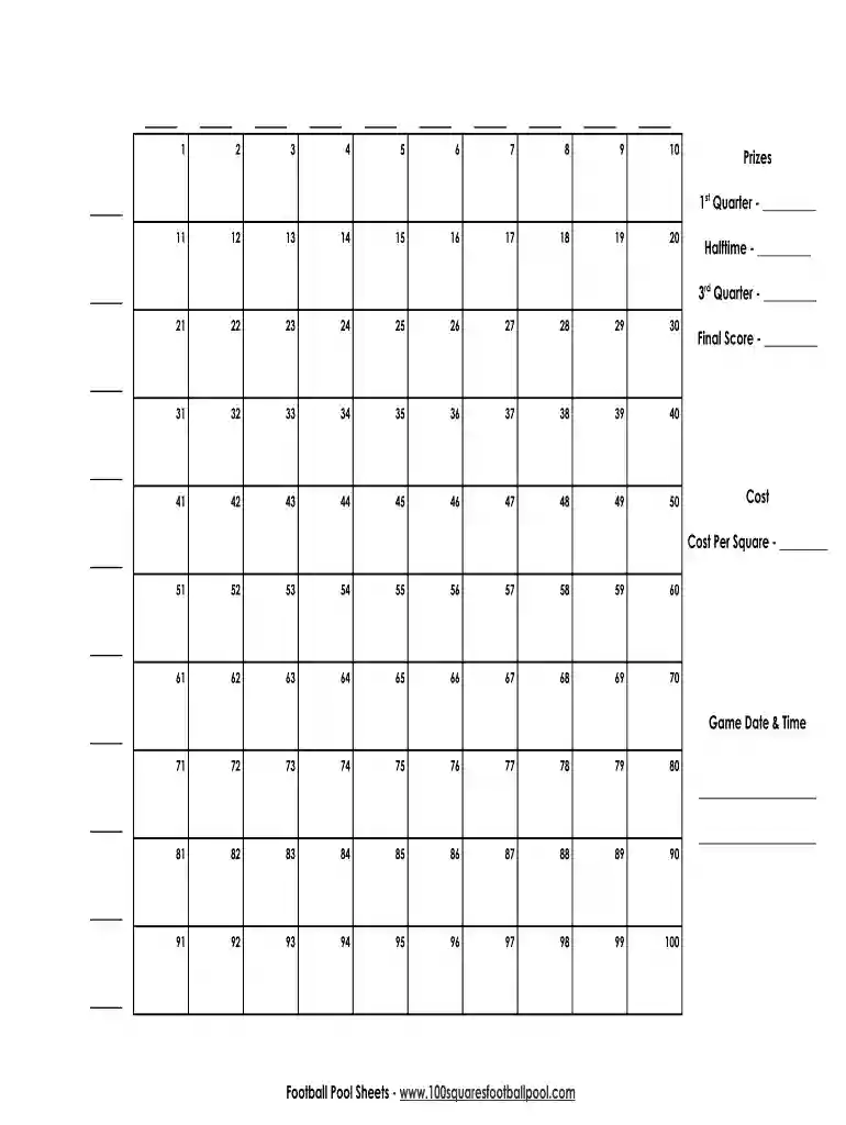 nfl weekly pick em master sheet Preview on Page 1