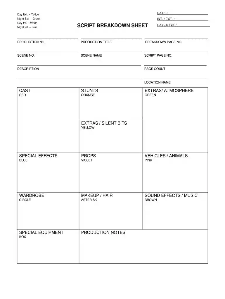 script breakdown template Preview on Page 1