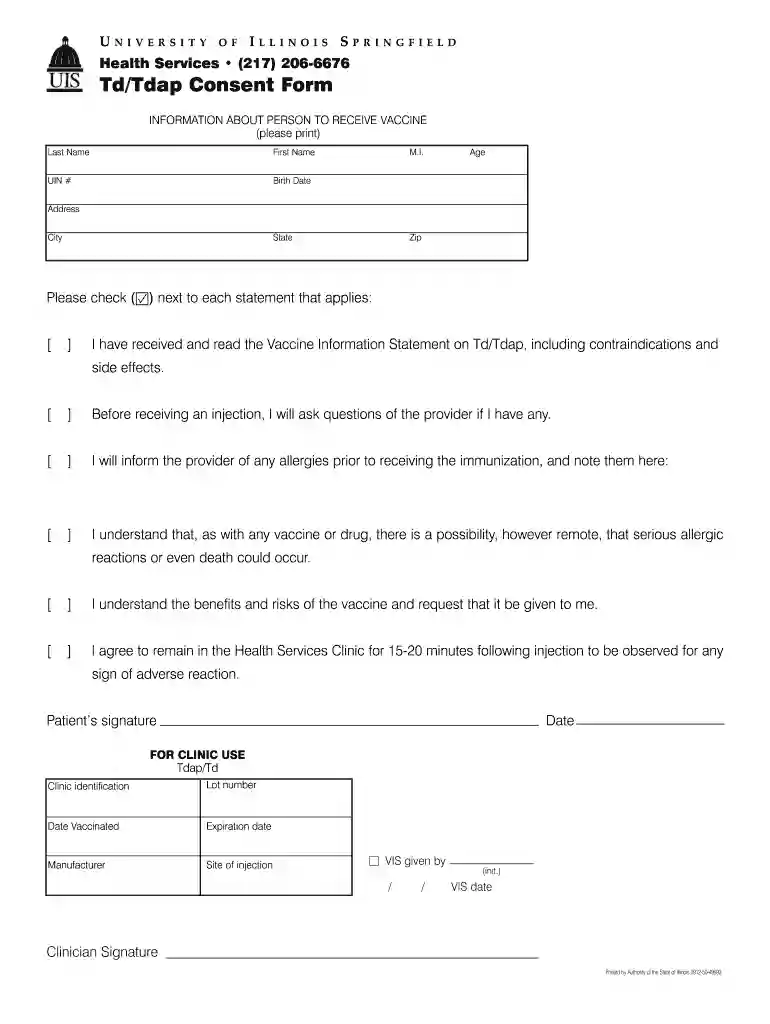 tdap vaccine form pdf Preview on Page 1