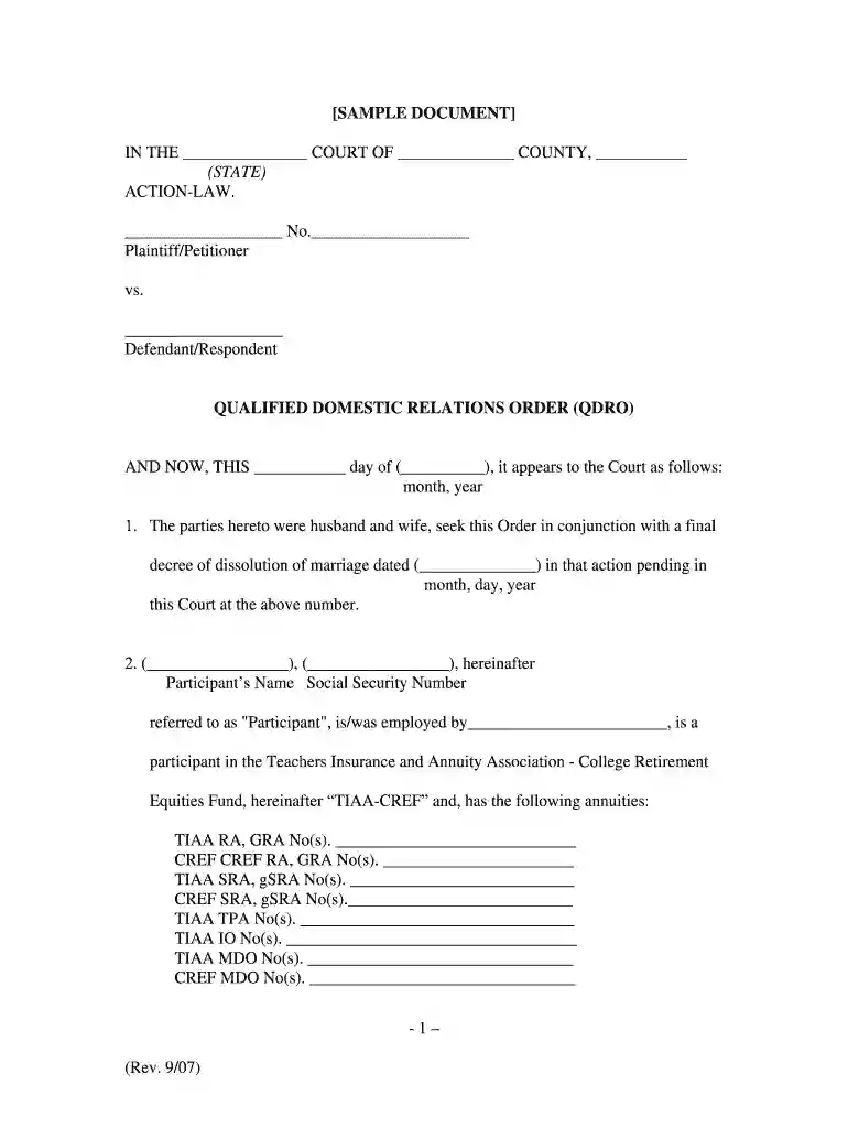 qdro form colorado Preview on Page 1