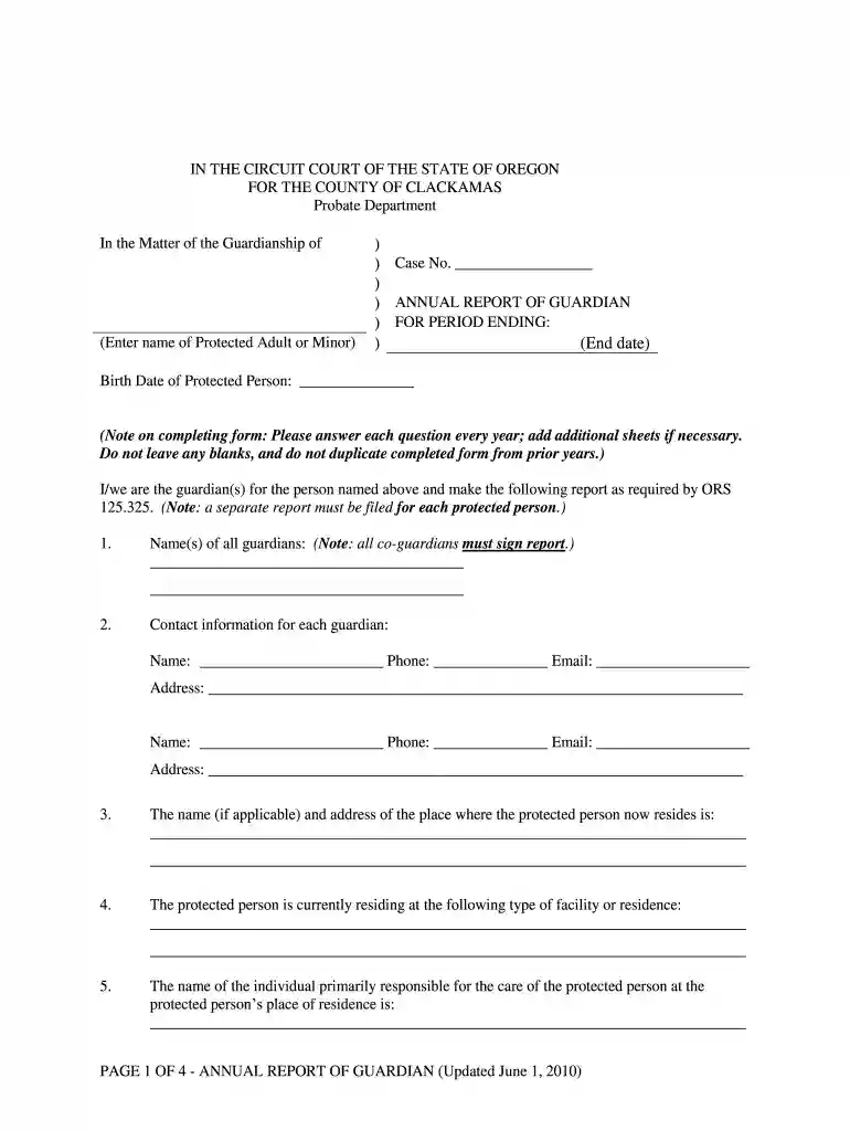 oregon guardianship forms Preview on Page 1