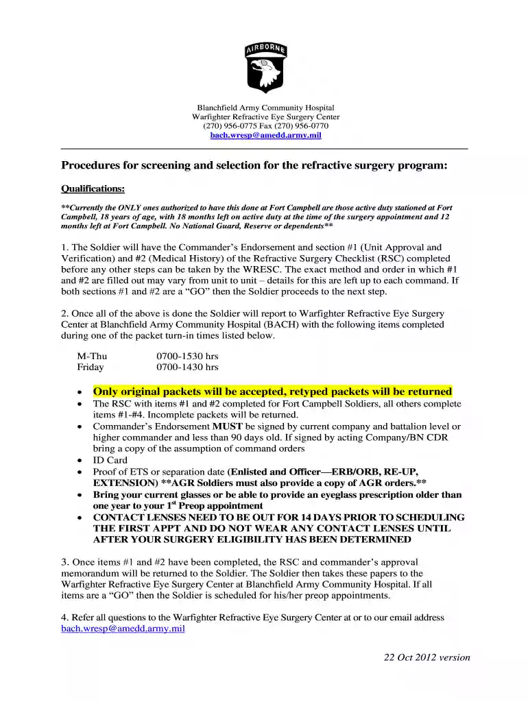 Application Packet Fort Campbell - Blanchfield Army Community ... - campbell amedd army Preview on Page 1