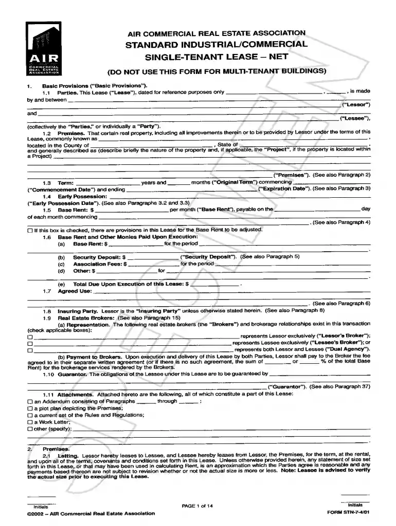 air commercial lease form pdf Preview on Page 1