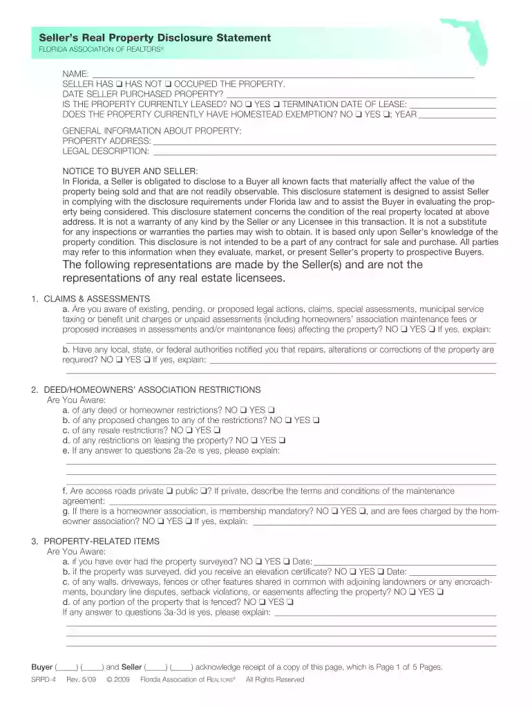 seller non occupancy disclosure florida Preview on Page 1