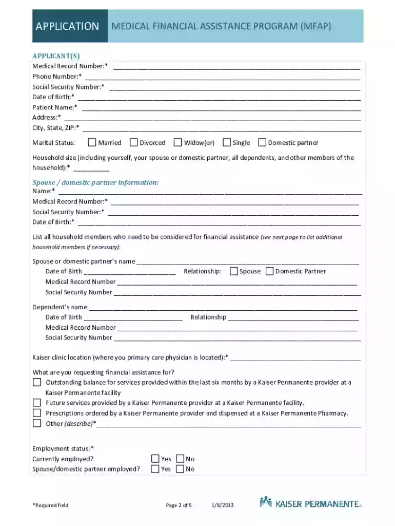 kaiser mfa application 2024 Preview on Page 1