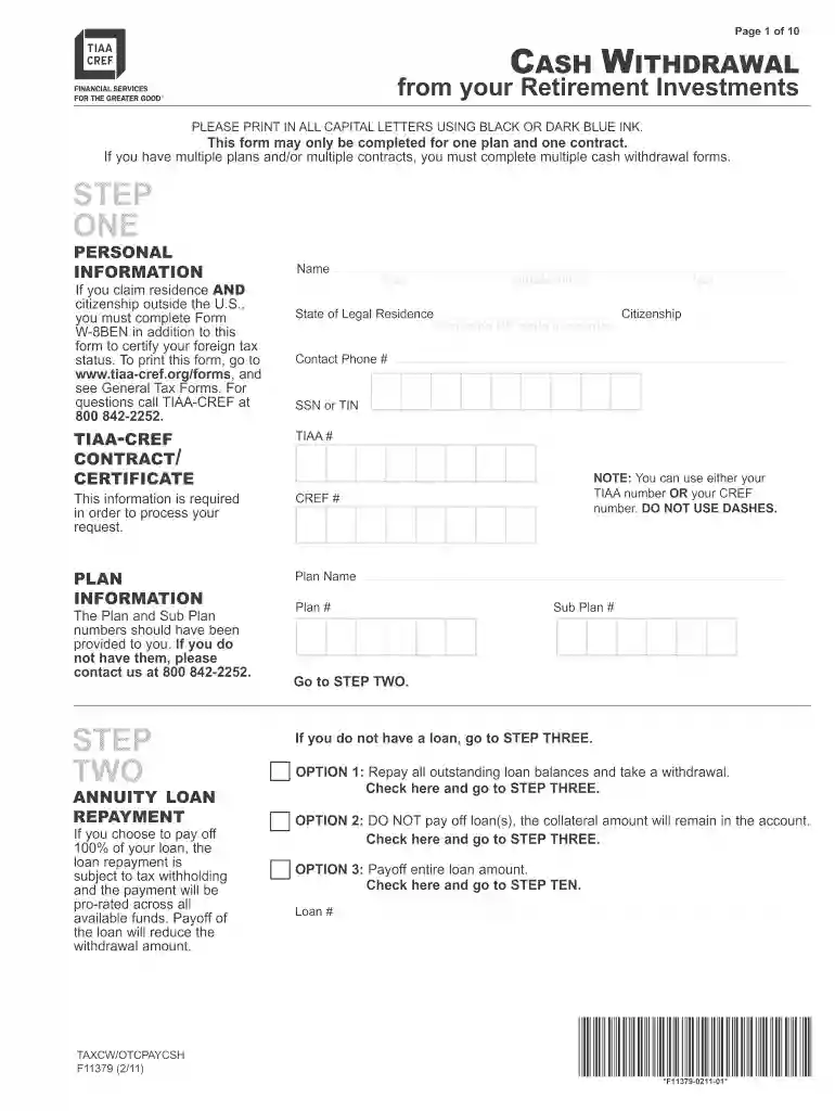 tiaa forms Preview on Page 1