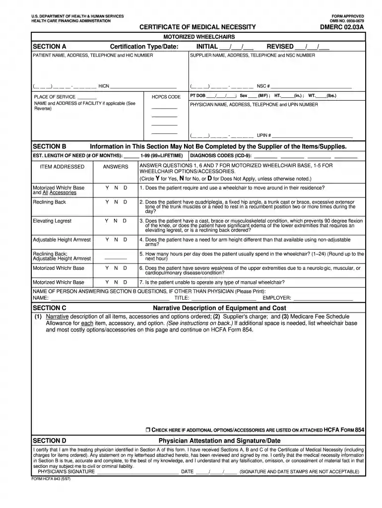 form hcfa 843 Preview on Page 1