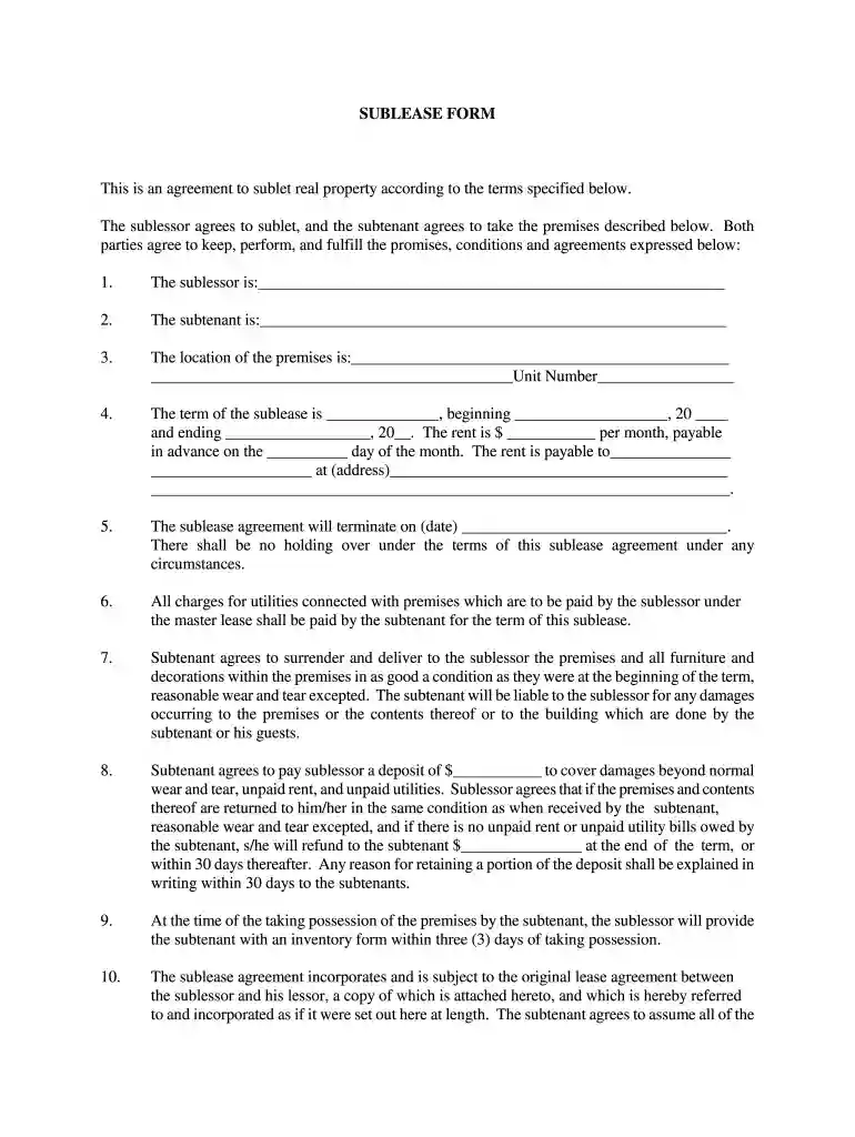 colorado sublease form Preview on Page 1