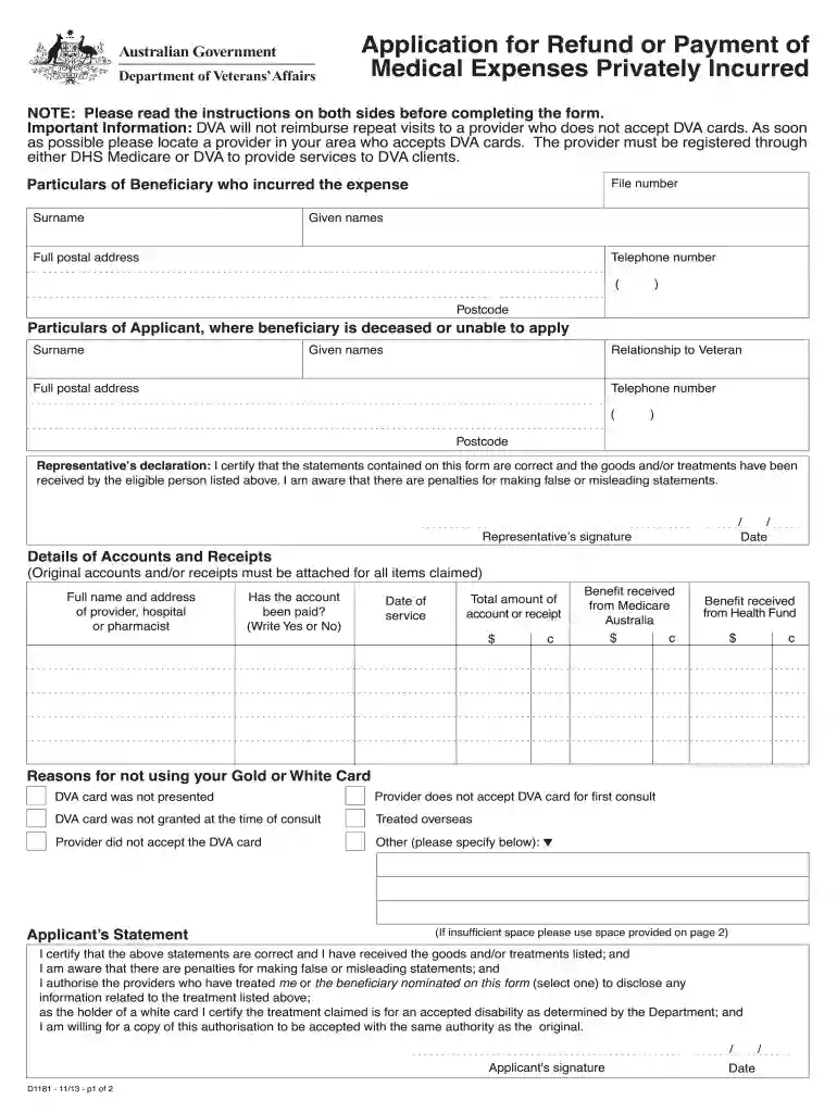 dva forms d1181 2013 Preview on Page 1