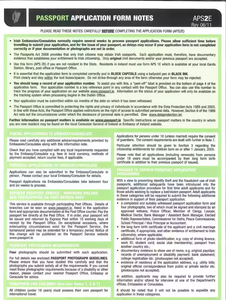 identity verification form irish passport Preview on Page 1