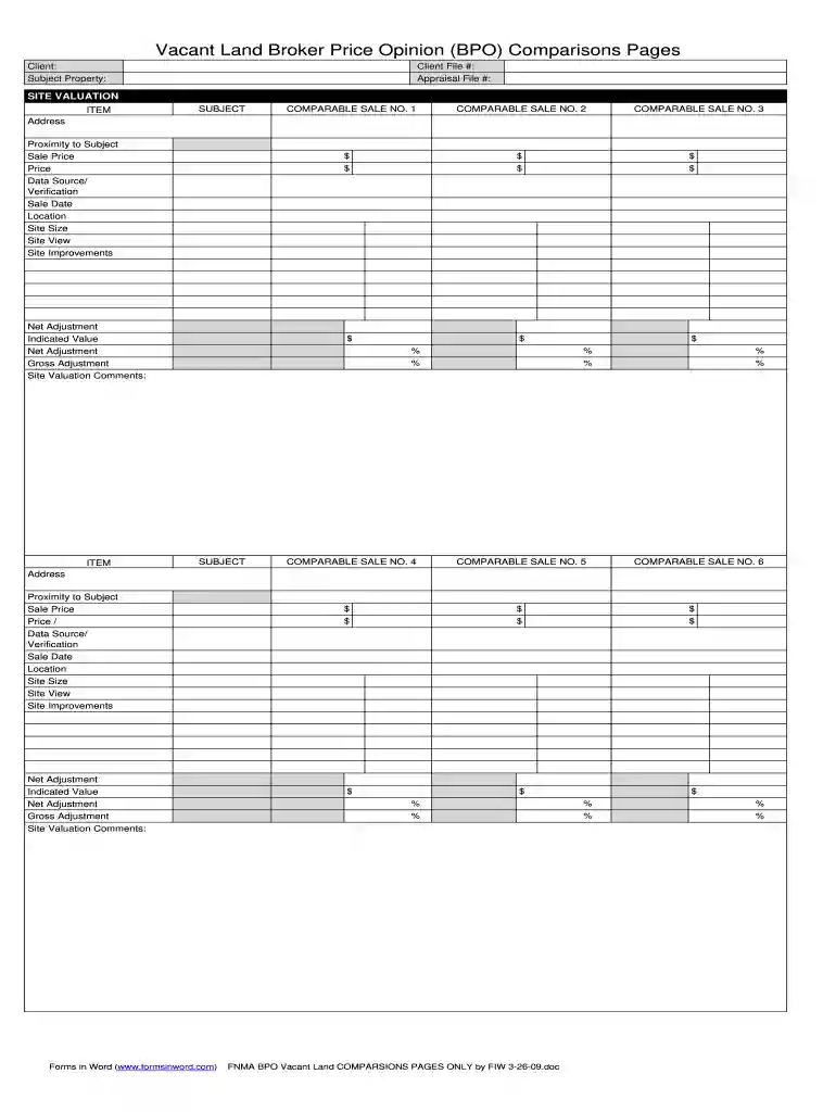 brokers price opinion form Preview on Page 1