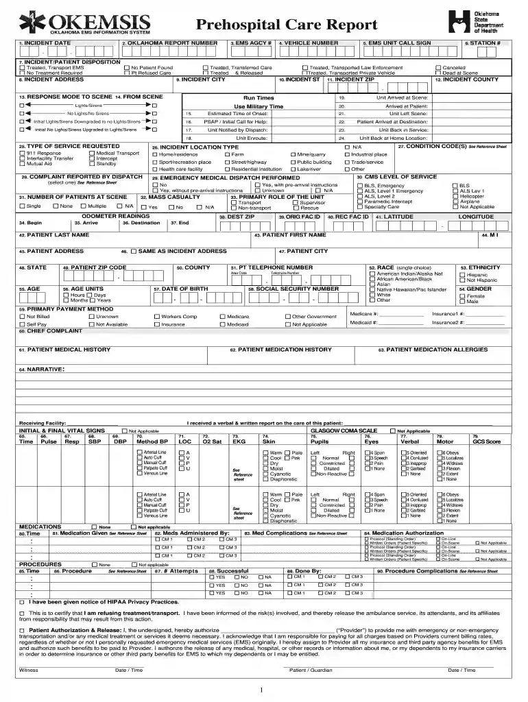 patient care report template Preview on Page 1