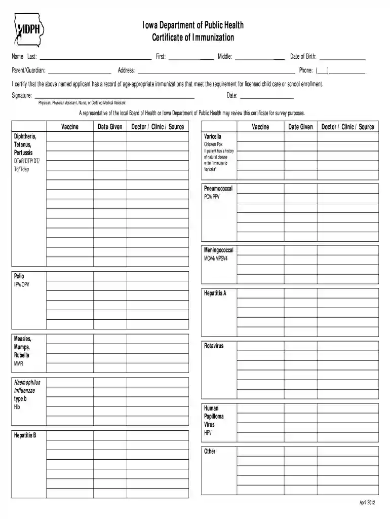 immunization records iowa Preview on Page 1