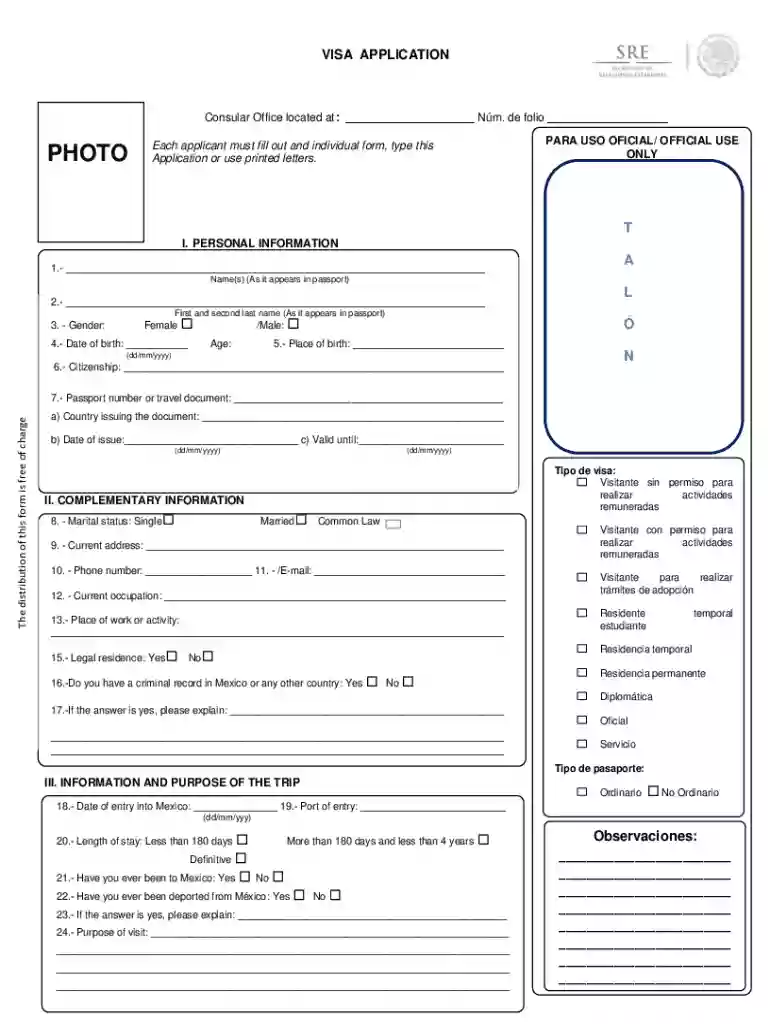 mexico visa application form for nigeria Preview on Page 1