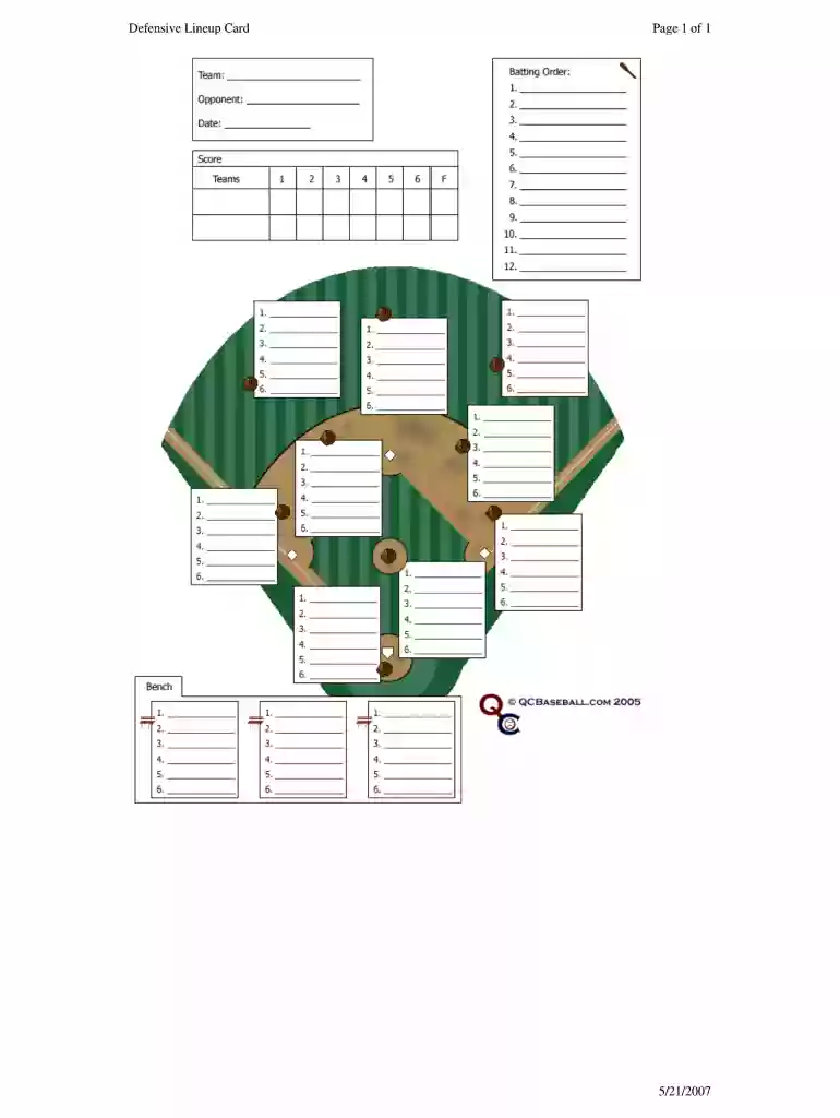 fillable baseball lineup Preview on Page 1