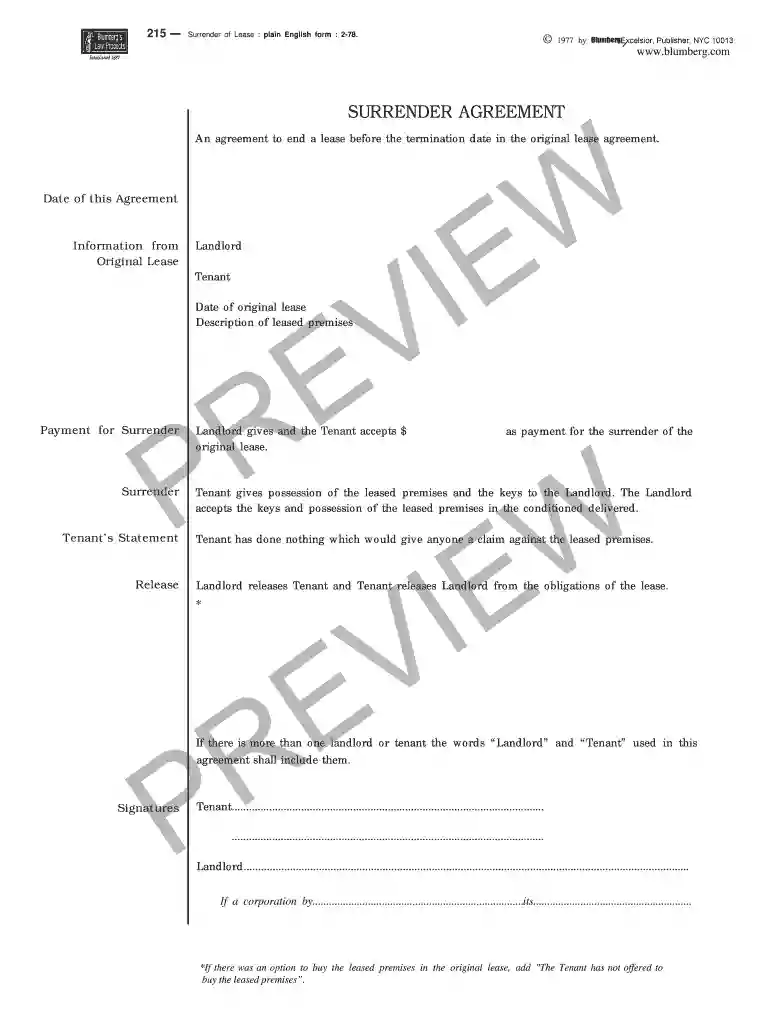 tenant surrender agreement template Preview on Page 1
