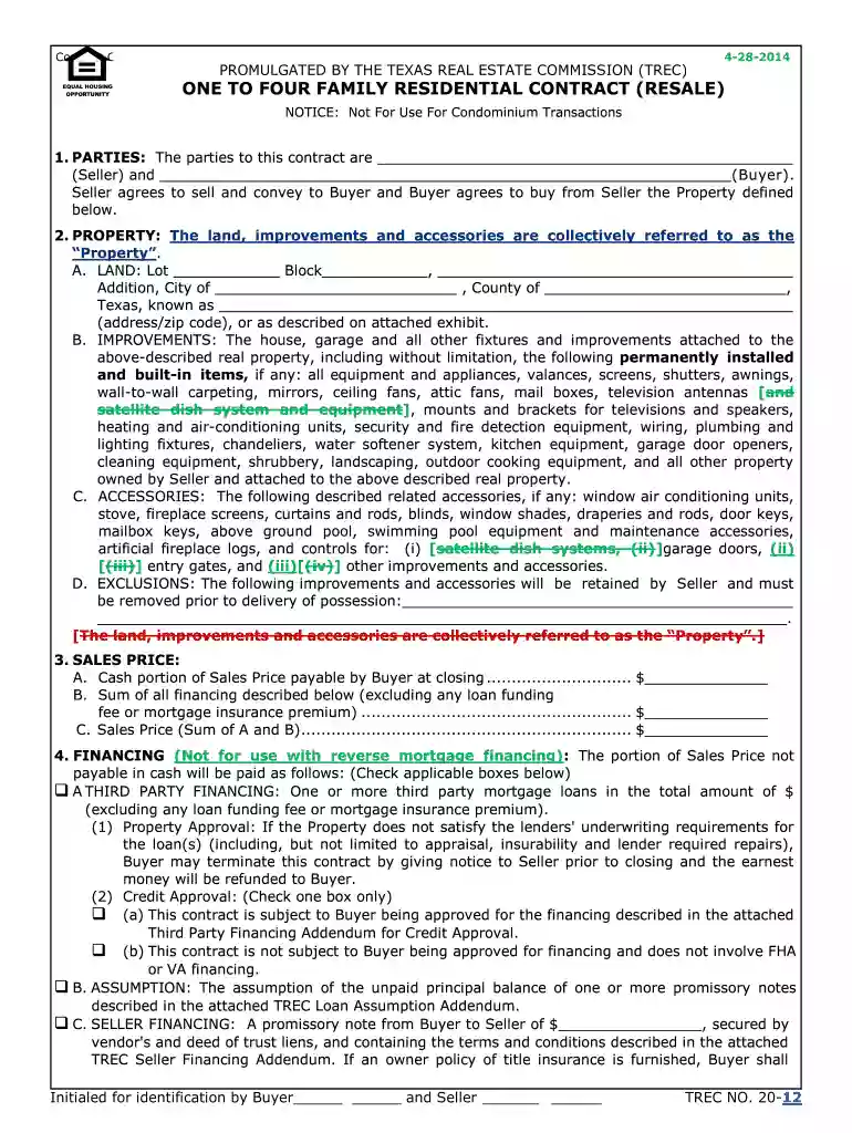 trec form texas Preview on Page 1