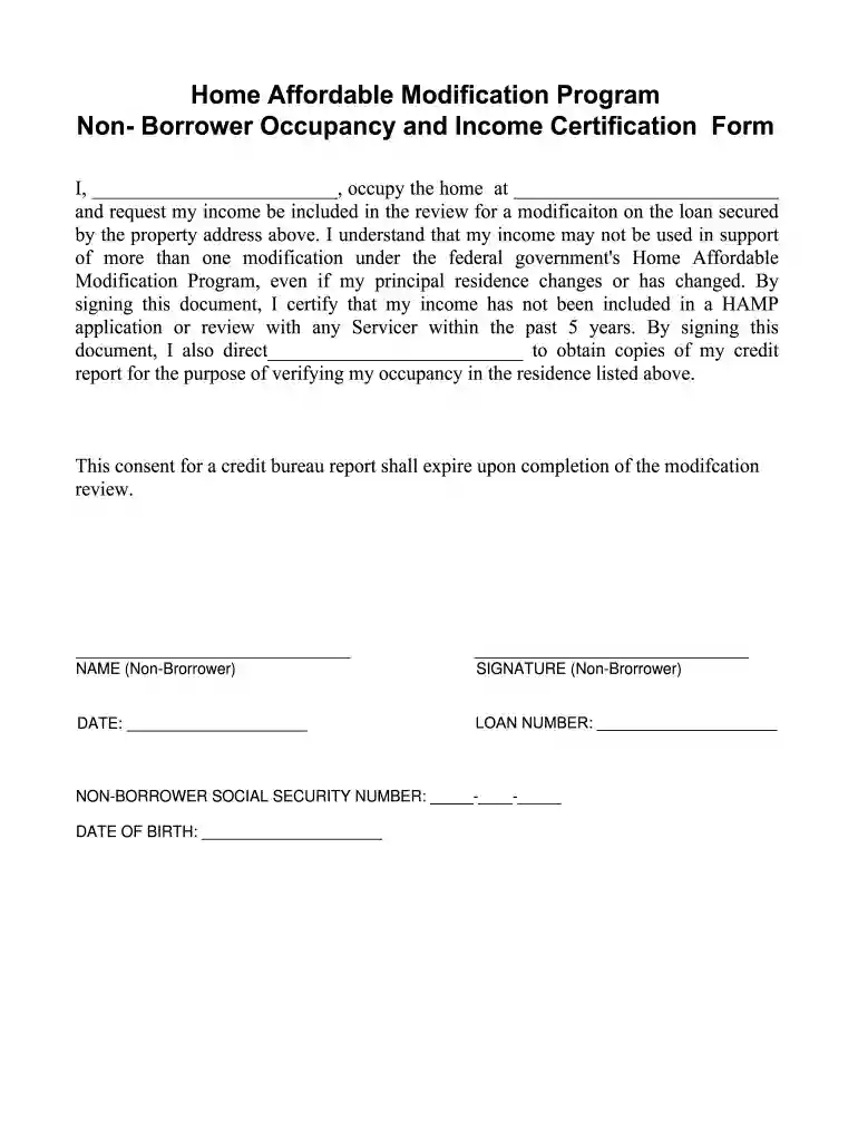 non borrower credit authorization form Preview on Page 1