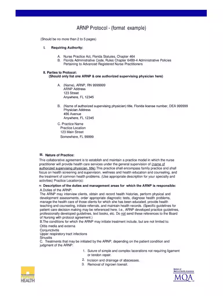 nurse practitioner collaborative agreement template florida Preview on Page 1