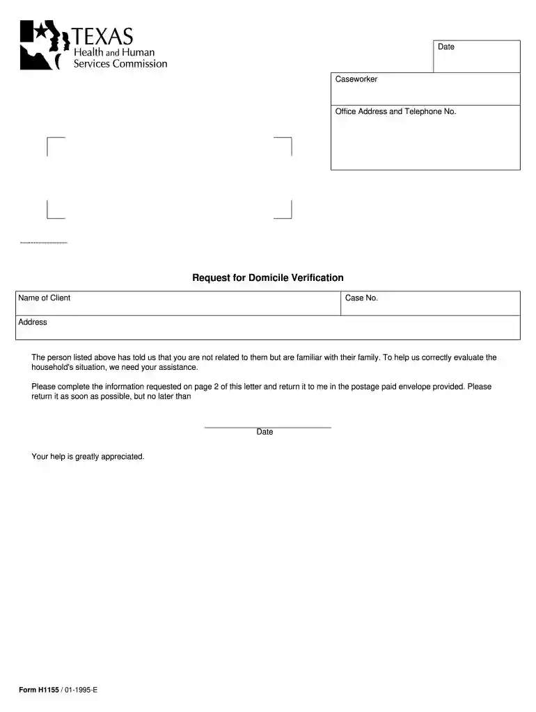 form 1155 request for domicile verification Preview on Page 1
