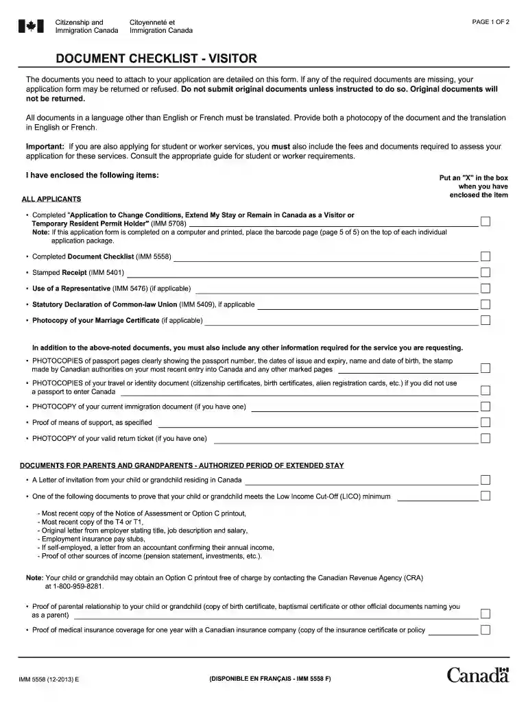 canada visitor visa checklist pdf Preview on Page 1