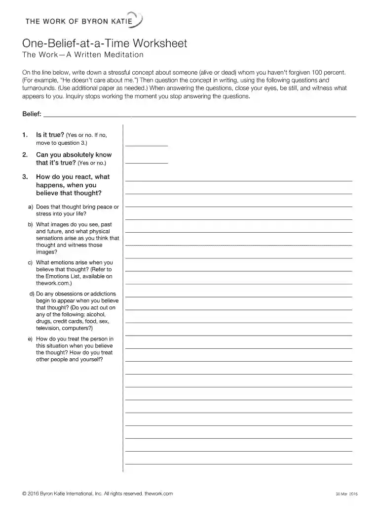 byron katie worksheet Preview on Page 1