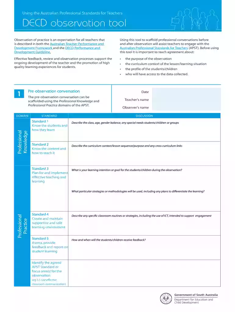 aitsl classroom observation template Preview on Page 1