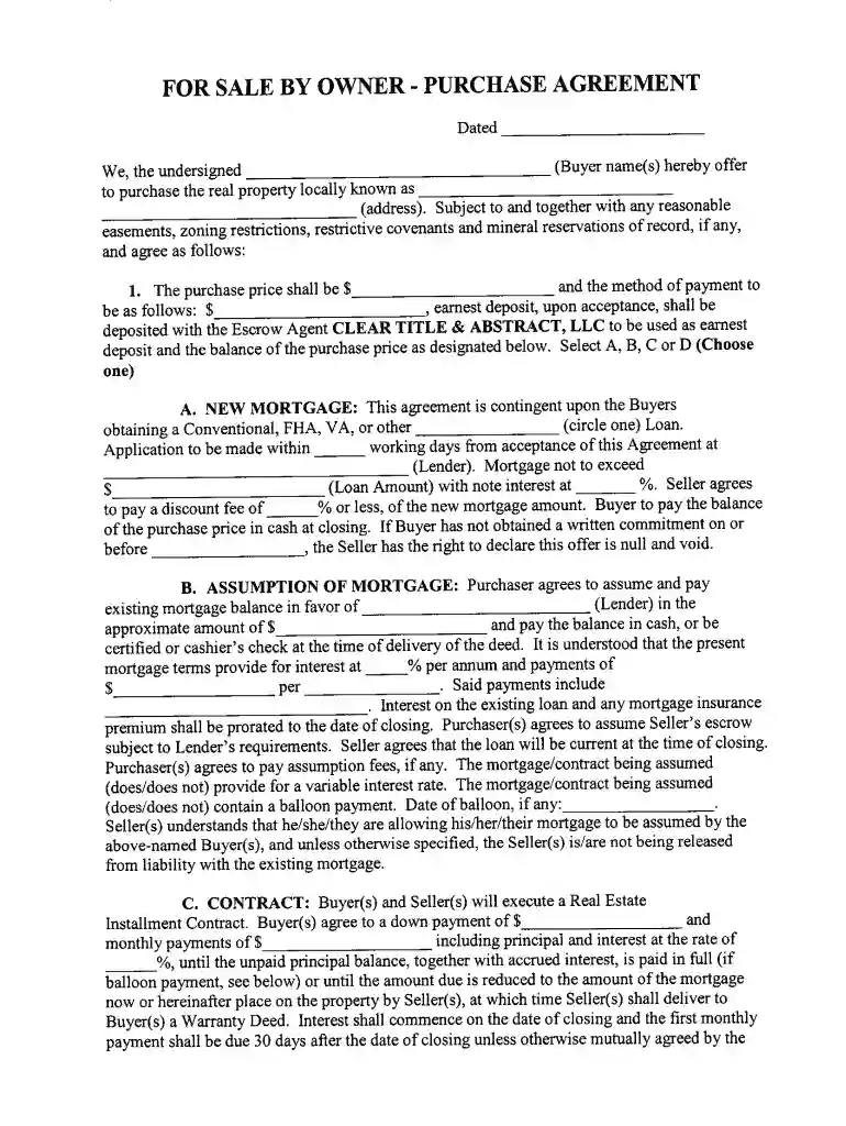 offer to purchase real estate form Preview on Page 1